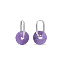 Boma Jewelry Treasured Bi Disc Oval Huggies with Amethyst