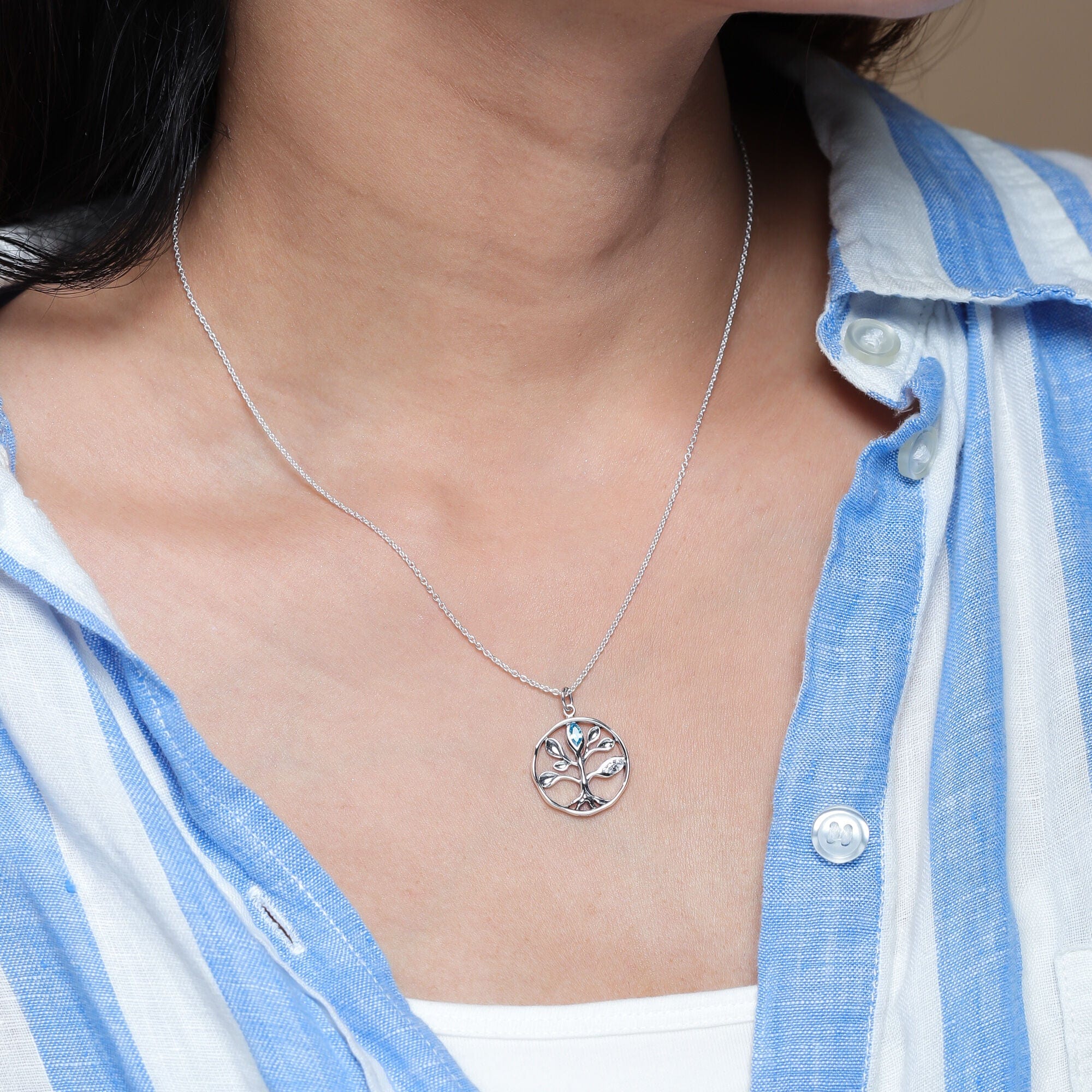 Boma Jewelry Tree of Life Necklace with Stone