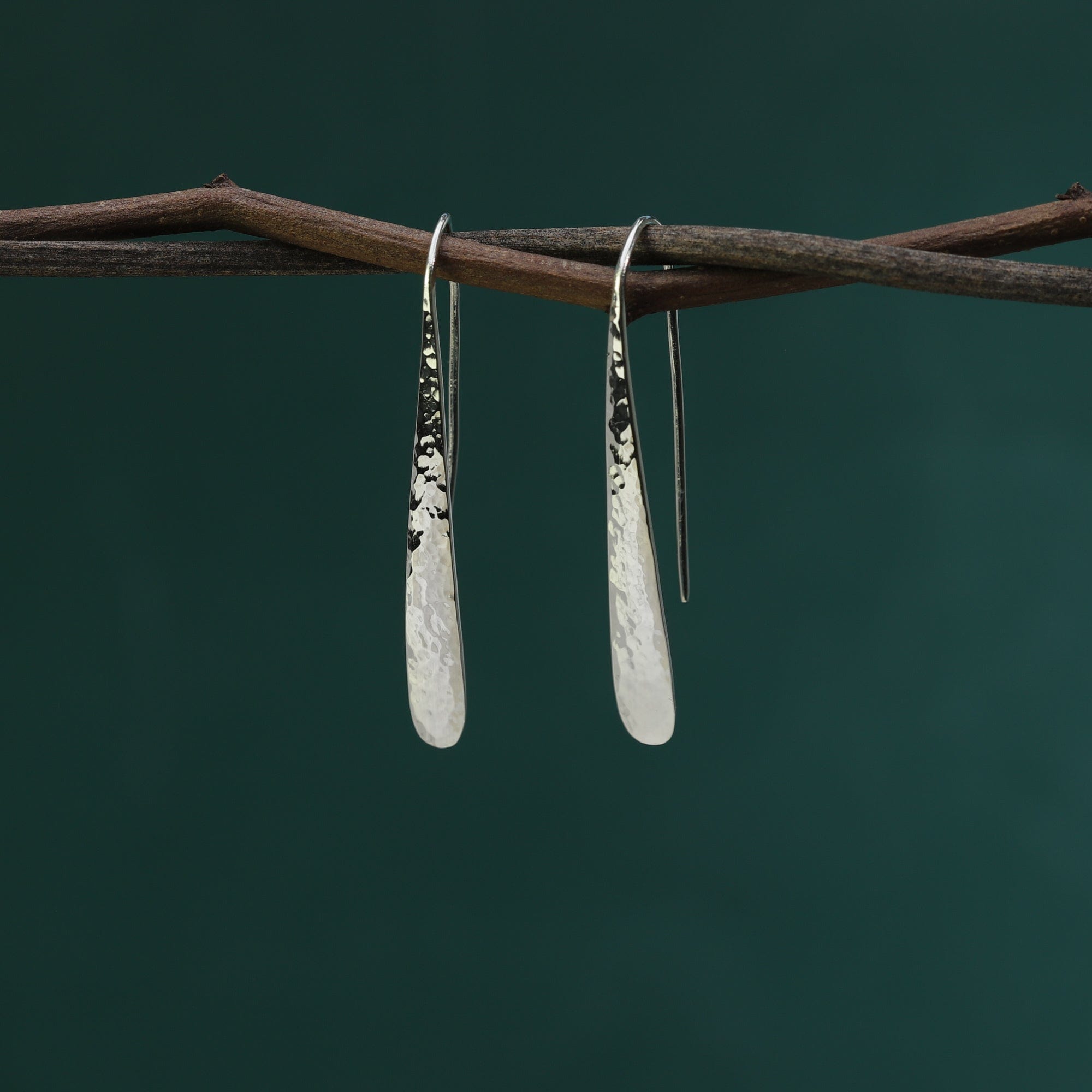 Boma Jewelry Hammered Long Pull Throughs Hoops