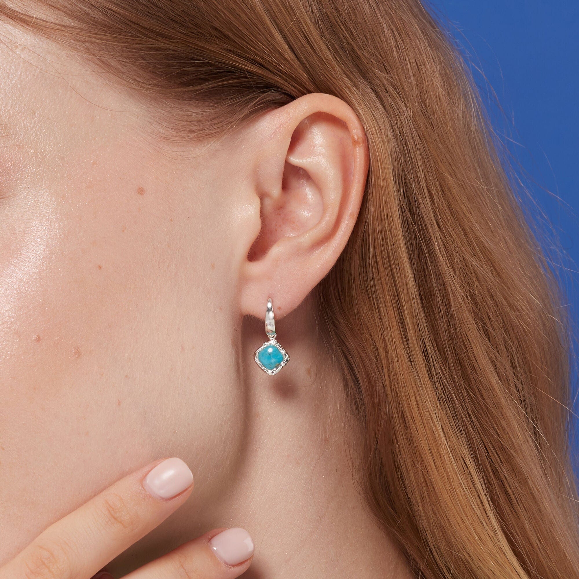Boma Jewelry Textured Open Drop Earrings with Turquoise