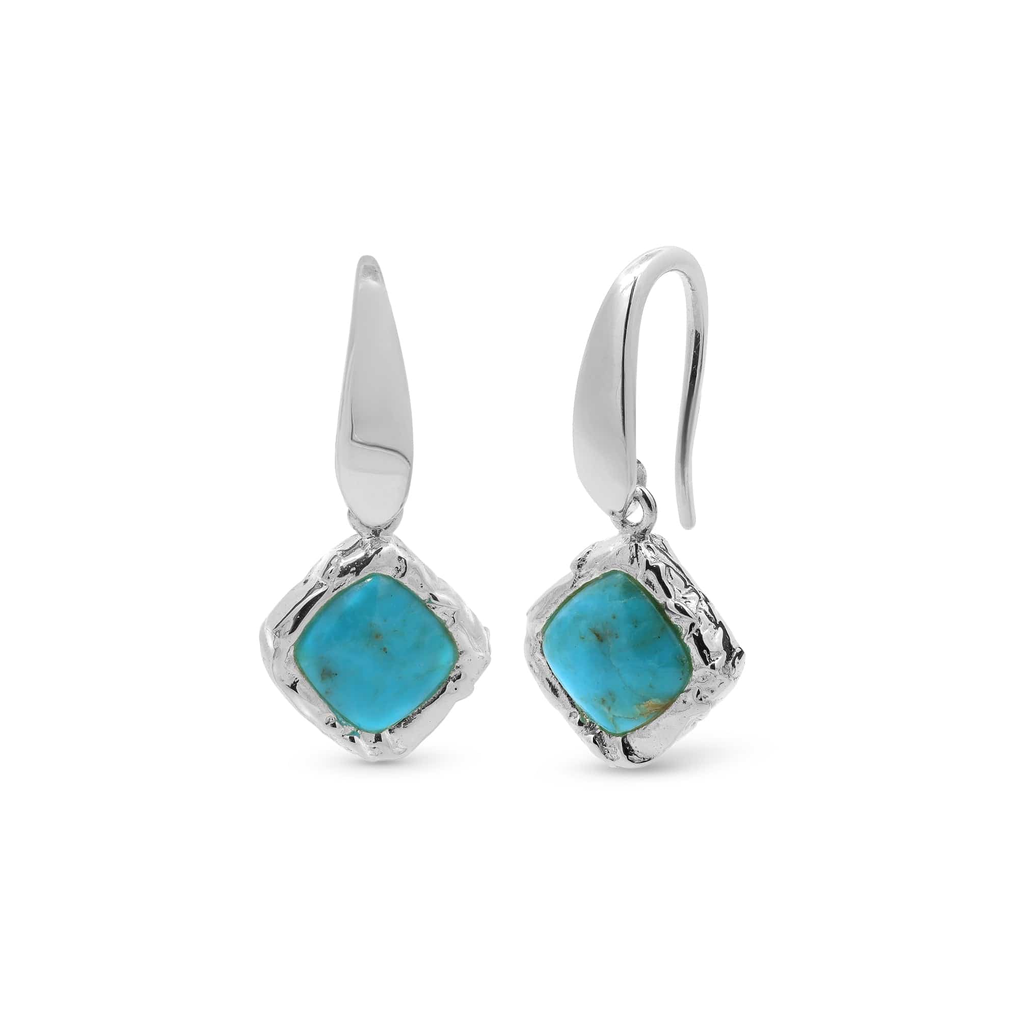 Boma Jewelry Textured Open Drop Earrings with Turquoise