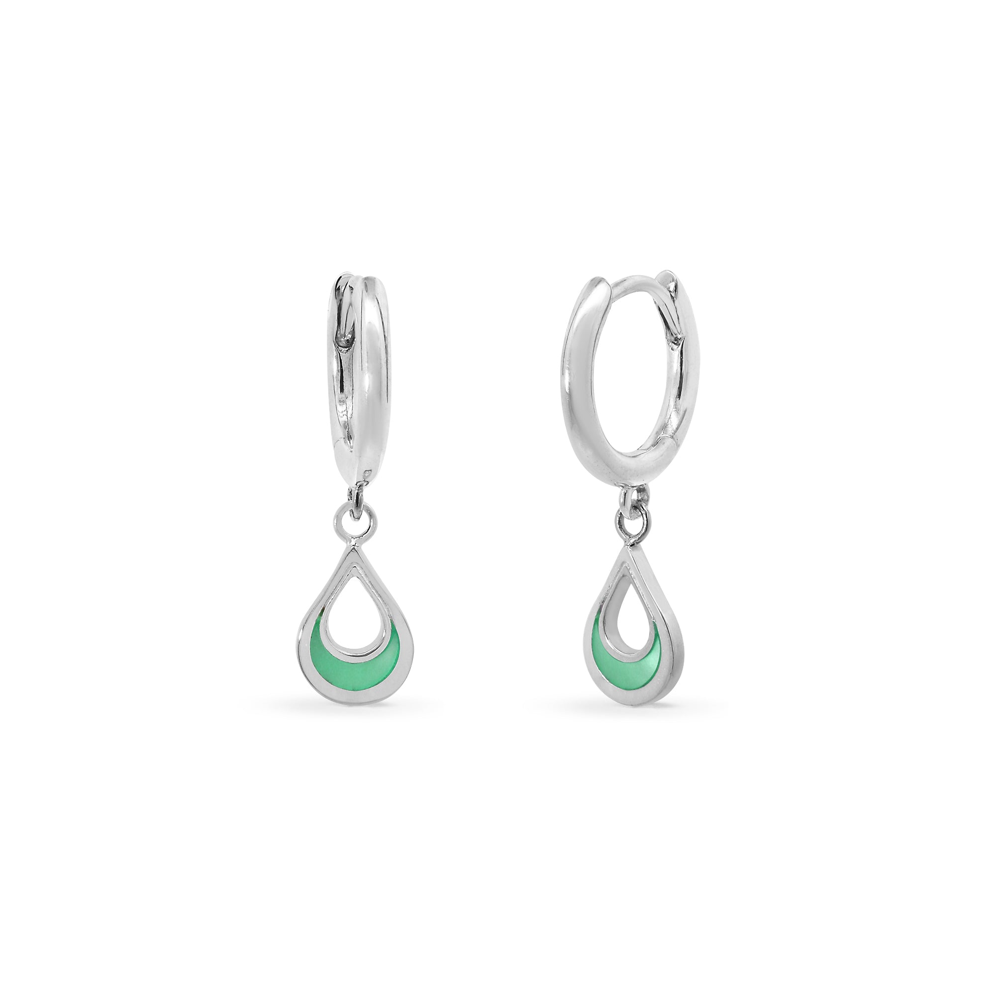 Boma Jewelry Teardrop Charm Huggie Hoops with Stone