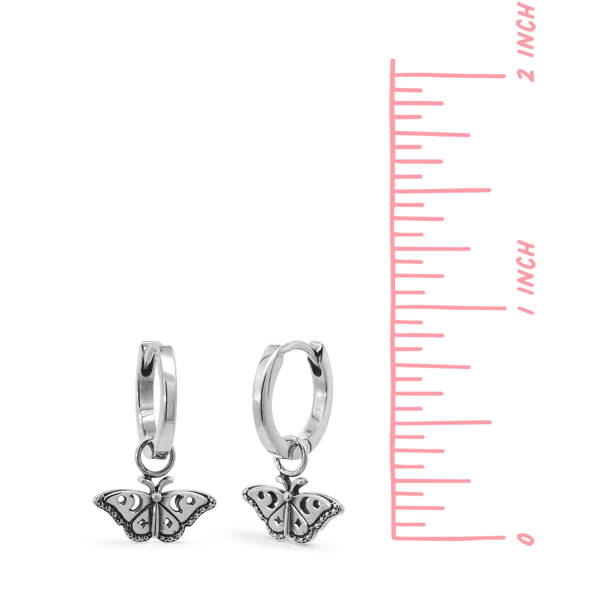 Boma Jewelry Elegant Butterfly Huggie Hoops