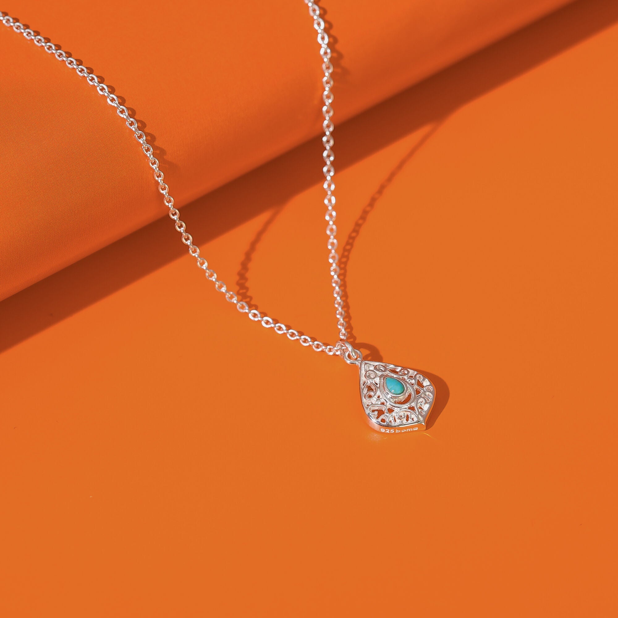 Boma Jewelry Teardrop Filigree Necklace with Turquoise