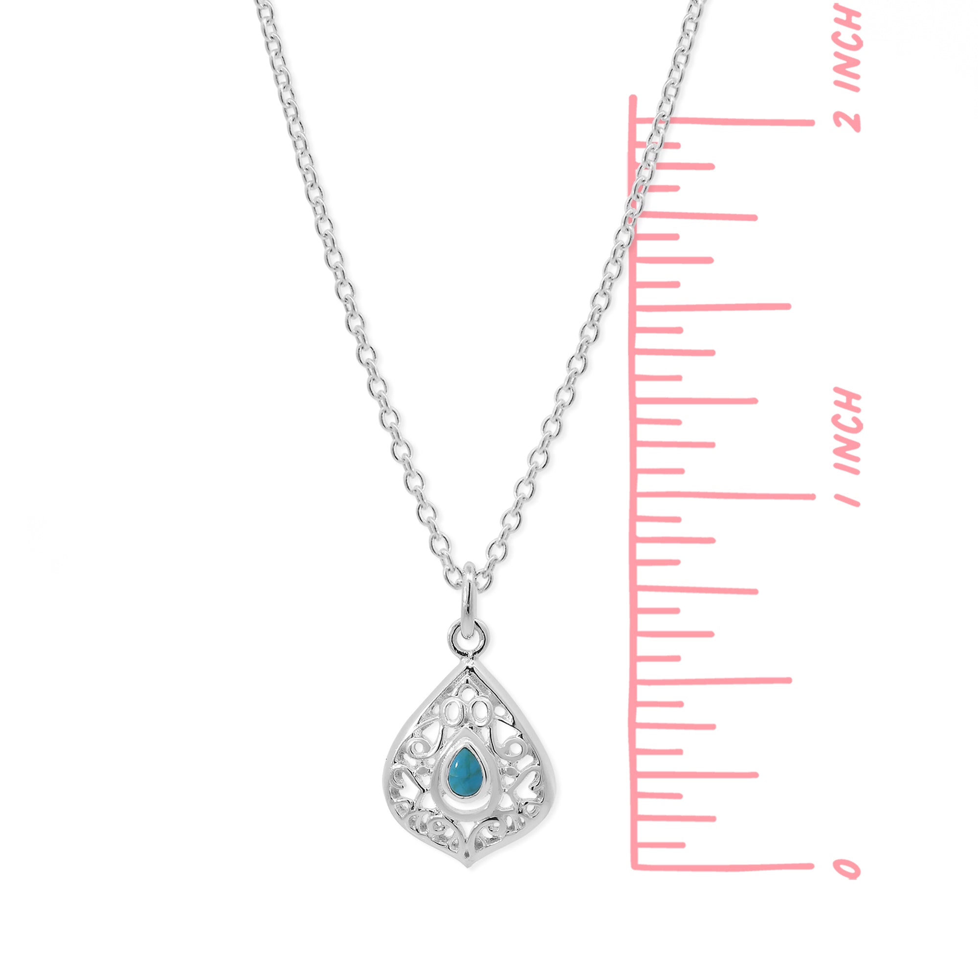 Boma Jewelry Teardrop Filigree Necklace with Turquoise