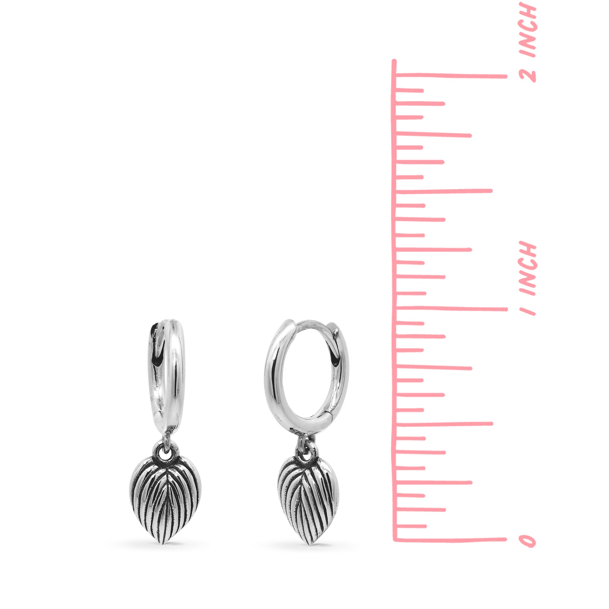 Boma Jewelry Leaf Charm Huggie Hoops