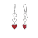 Triple Heart Dangle Earrings with Stone