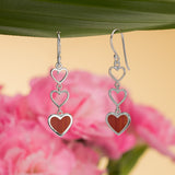 Triple Heart Dangle Earrings with Stone