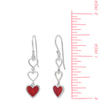 Triple Heart Dangle Earrings with Stone