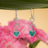 Triple Heart Dangle Earrings with Stone