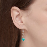 Triple Heart Dangle Earrings with Stone