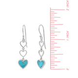 Triple Heart Dangle Earrings with Stone