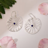 Lotus Leaf Outline Dangle Earrings with Stone