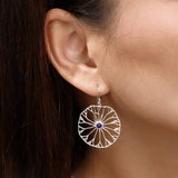 Lotus Leaf Outline Dangle Earrings with Stone