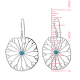 Lotus Leaf Outline Dangle Earrings with Stone