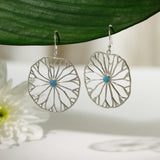 Lotus Leaf Outline Dangle Earrings with Stone