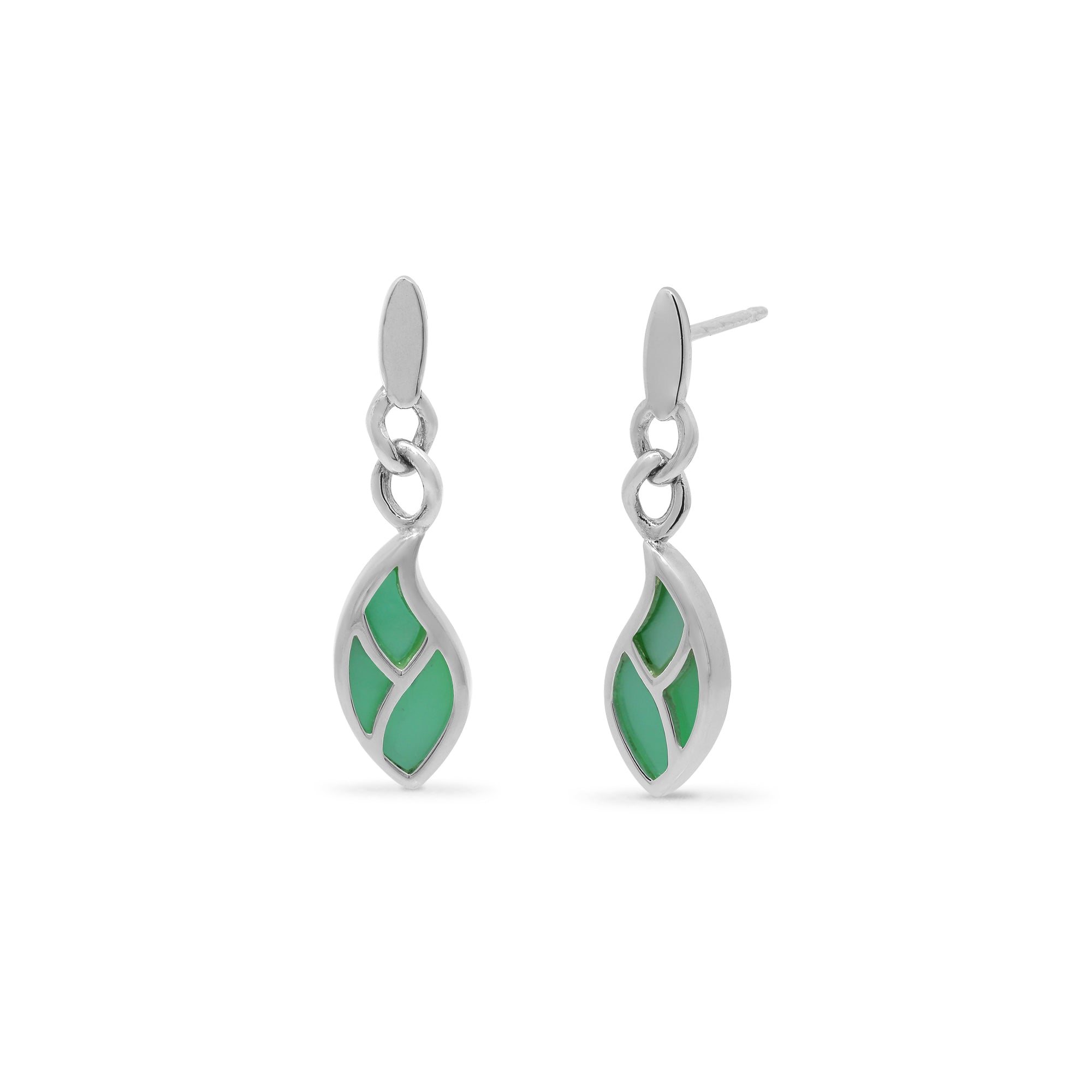 Leaf Flow Earrings with Stone