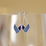 Twilight Leaf Earrings with Stone