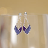 Twilight Leaf Earrings with Stone