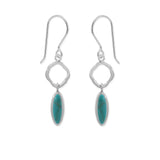 Wavy Link Oval Dangle Earrings with Stone