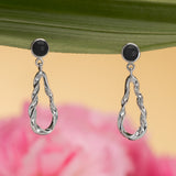 Twisted Teardrop Earrings with Stone