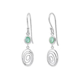 Serene Spiral Dangle Earrings with Stone
