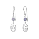 Serene Spiral Dangle Earrings with Stone
