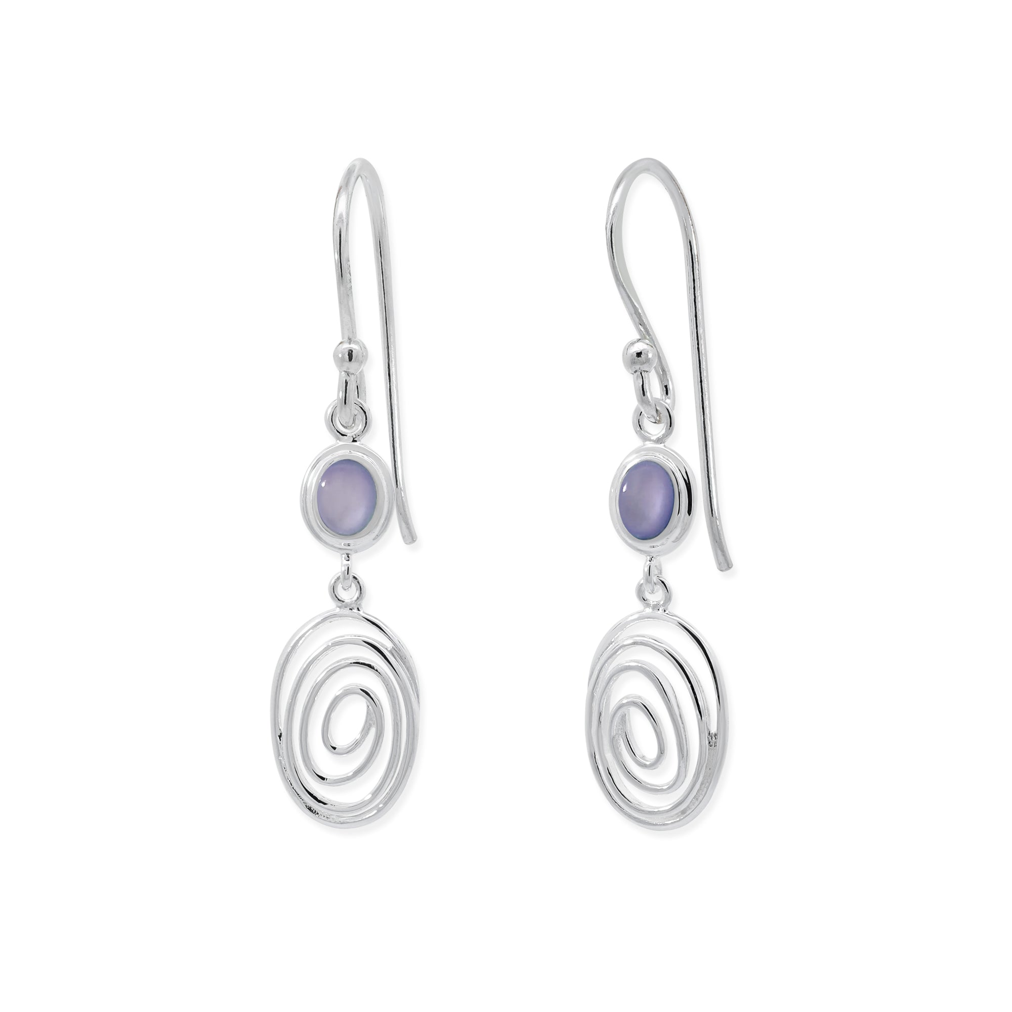 Serene Spiral Dangle Earrings with Stone