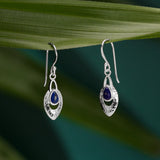 Hammered Teardrop Dangles with Stone