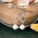 Hammered Oval Dangles with Pearl