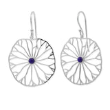 Lotus Leaf Outline Dangle Earrings with Stone