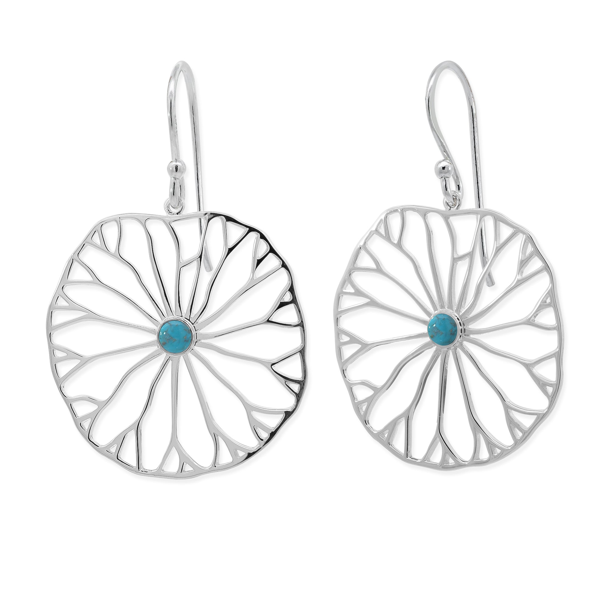 Lotus Leaf Outline Dangle Earrings with Stone
