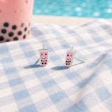 Pink Bubble Tea Stud Earrings