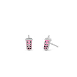 Pink Bubble Tea Stud Earrings