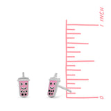 Pink Bubble Tea Stud Earrings