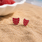 Red Raspberry Stud Earrings