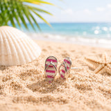 Pink & White Stripe Flip Flop Studs