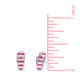 Pink & White Stripe Flip Flop Studs