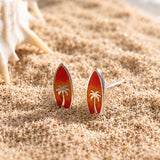 Palm Sunset Surfboard Stud Earrings