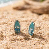 Ocean Wave Surfboard Stud Earrings