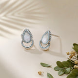 Halo Teardrop Stud Earrings with Stones