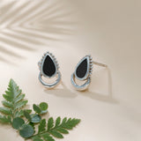 Halo Teardrop Stud Earrings with Stones