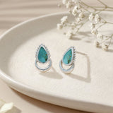 Halo Teardrop Stud Earrings with Stones