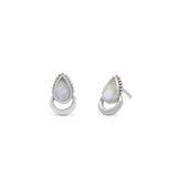 Halo Teardrop Stud Earrings with Stones