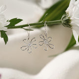Clare Open Flower CZ Dangle Earrings