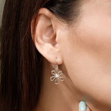 Clare Open Flower CZ Dangle Earrings