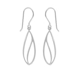 Long Modern Leaf Outline Dangle Earrings