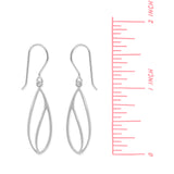 Long Modern Leaf Outline Dangle Earrings