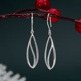 Long Modern Leaf Outline Dangle Earrings
