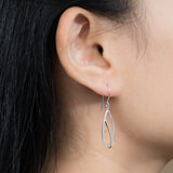 Long Modern Leaf Outline Dangle Earrings